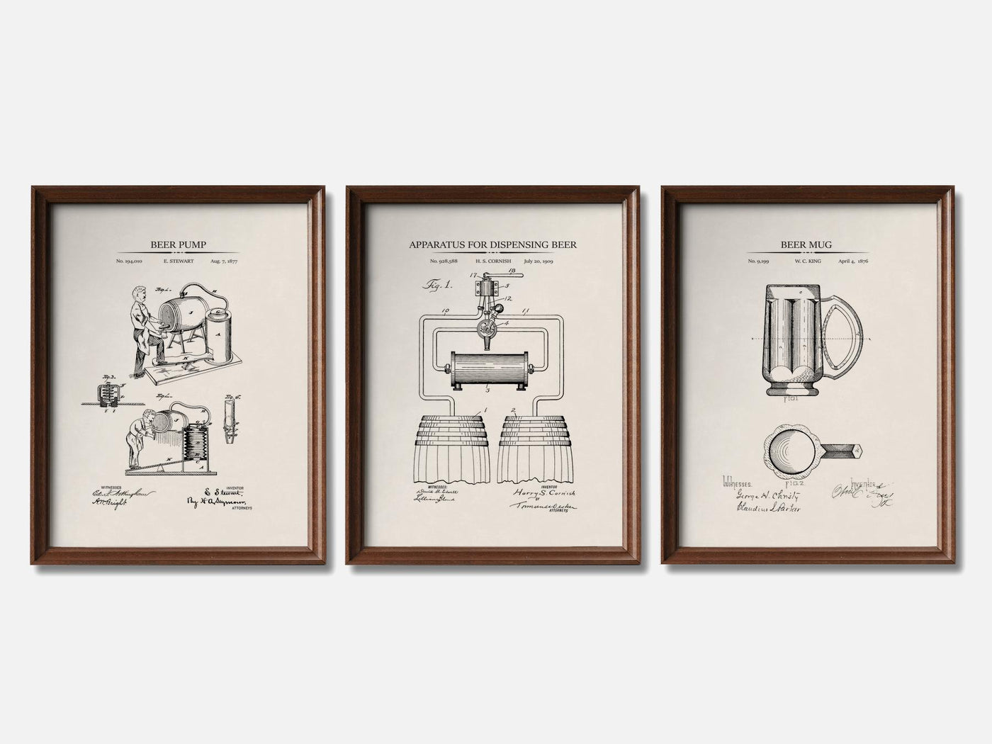 Beer Brewing Patent Print Set of 3 mockup - A_t10014-V1-PC_F+WA-SS_3-PS_11x14-C_ivo variant