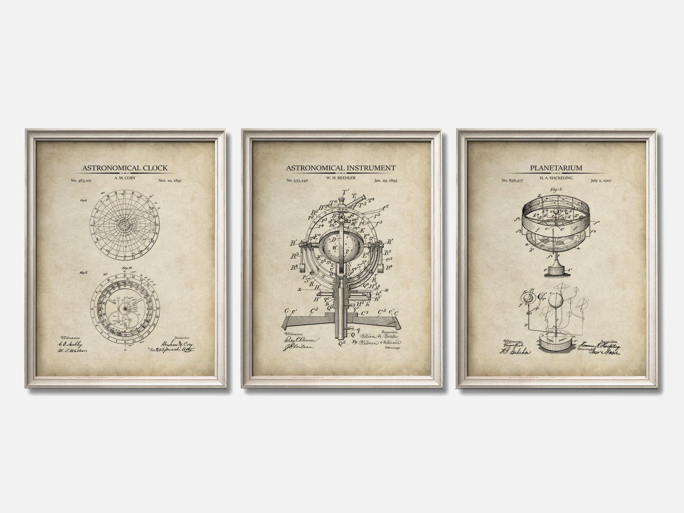 Astronomy Patent Print Set of 3 mockup - A_t10010-V1-PC_F+O-SS_3-PS_11x14-C_par variant