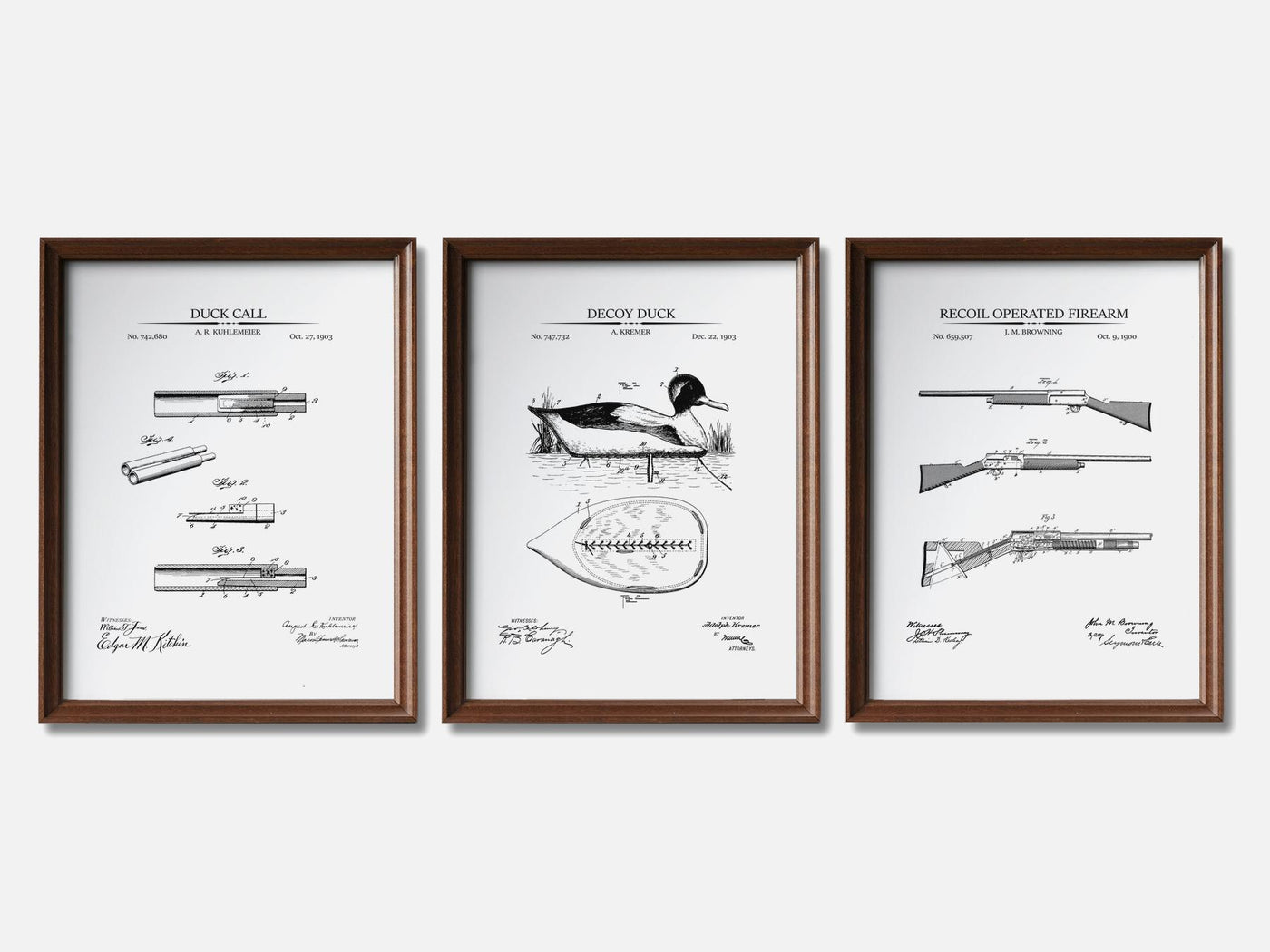 Duck Hunting Patent Print Set of 3 mockup - A_t10062-V1-PC_F+WA-SS_3-PS_11x14-C_whi variant