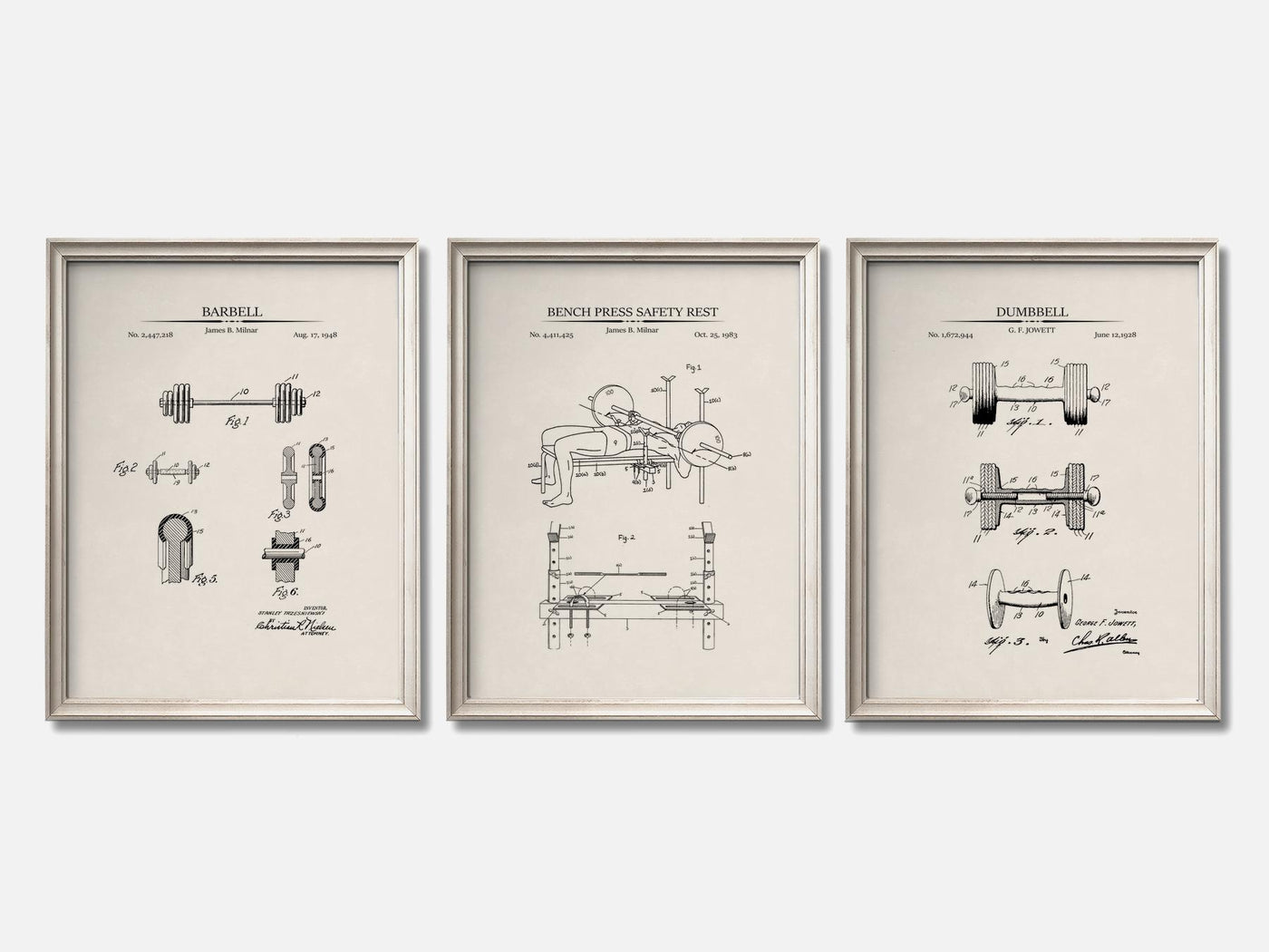 Weightlifting Patent Print Set of 3 mockup - A_t10110-V1-PC_F+O-SS_3-PS_11x14-C_ivo variant