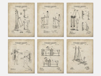 Vintage Exercise Patent Prints - Set of 6 mockup - A_t10135-V1-PC_AP-SS_6-PS_5x7-C_par