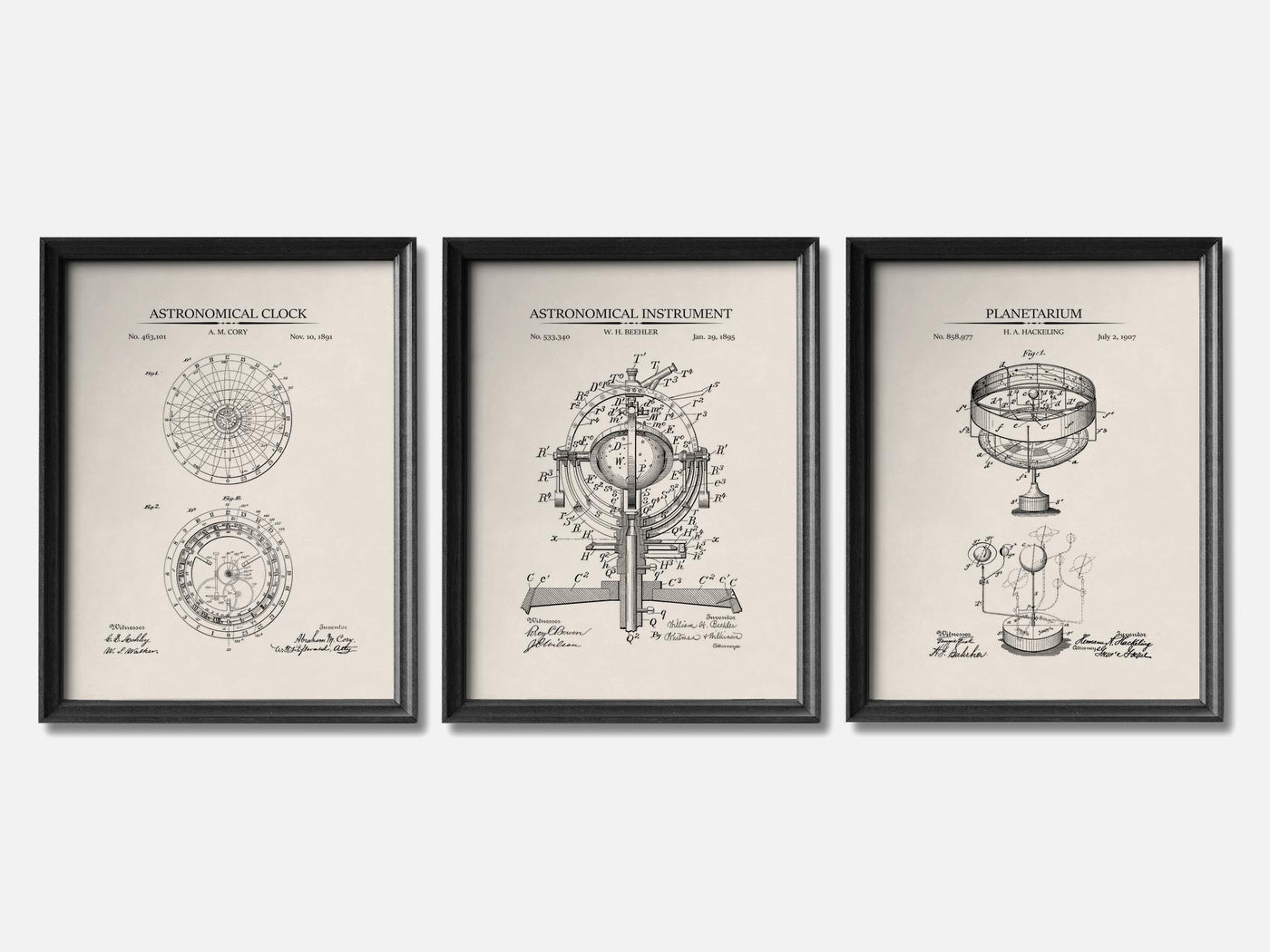 Astronomy Patent Print Set of 3 mockup - A_t10010-V1-PC_F+B-SS_3-PS_11x14-C_ivo variant