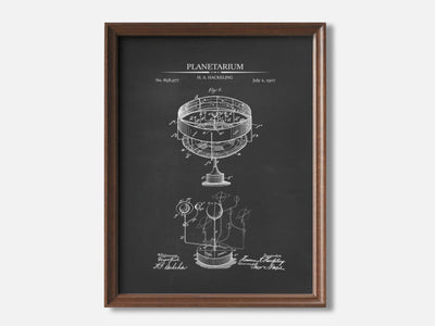 Astronomy Patent Print Set of 3 1 Walnut - Chalkboard mockup