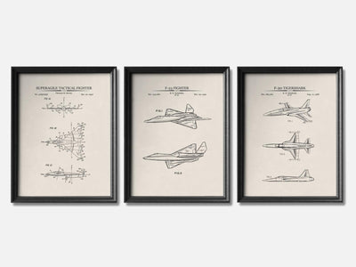 Fighter Jet Patent Print Set of 3 mockup - A_t10097-V1-PC_F+B-SS_3-PS_11x14-C_ivo variant