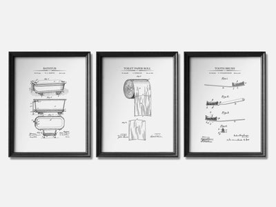 Bathroom Patent Print Set of 3 mockup - A_t10013-V1-PC_F+B-SS_3-PS_11x14-C_whi variant