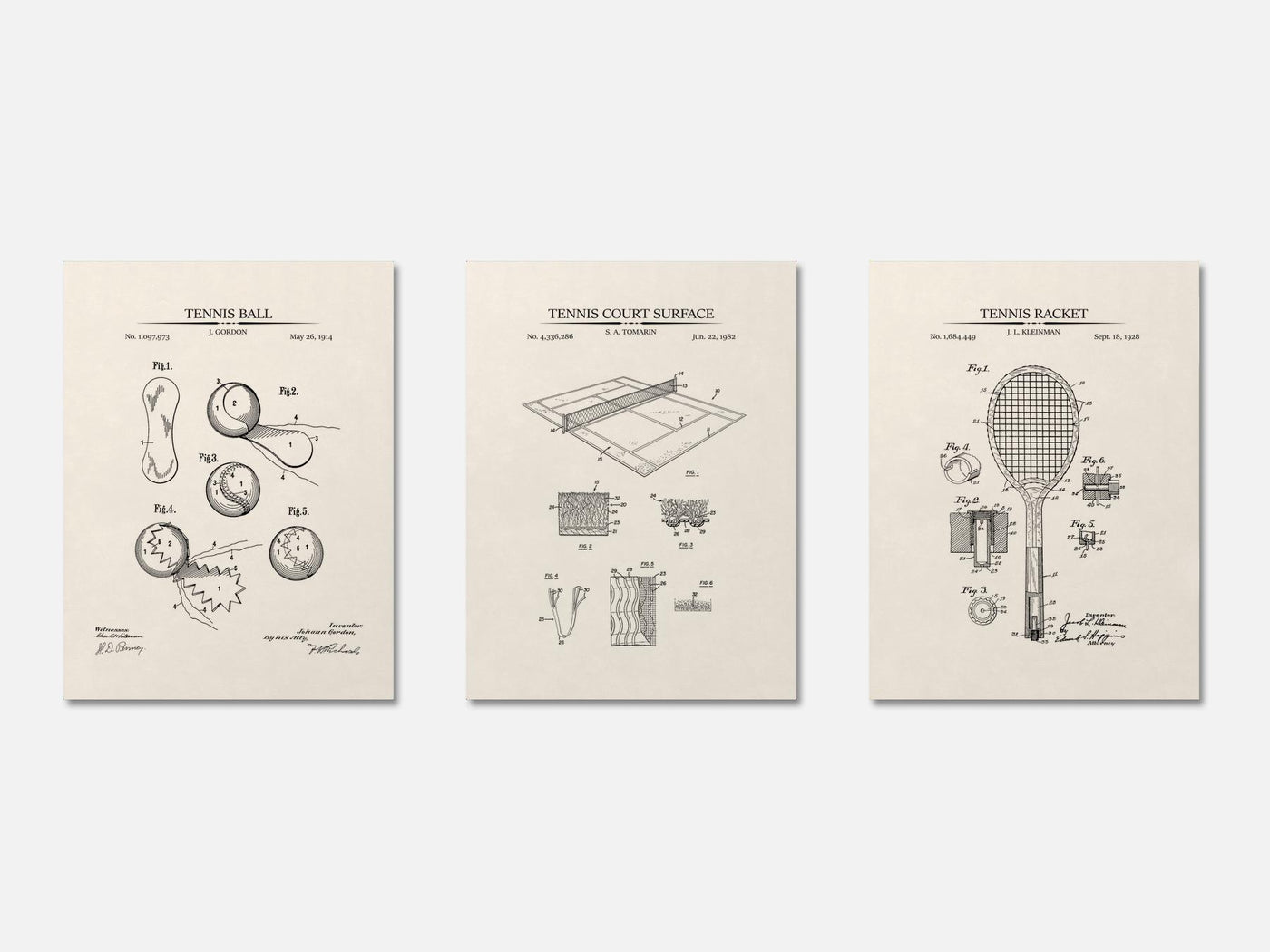 Tennis Patent Print Set of 3 mockup - A_t10049-V1-PC_AP-SS_3-PS_11x14-C_ivo variant