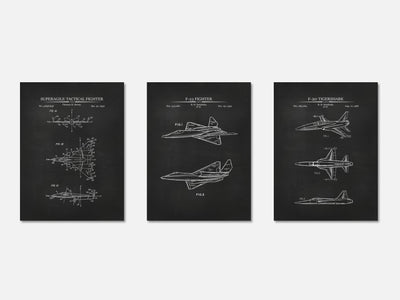 Fighter Jet Patent Print Set of 3 mockup - A_t10097-V1-PC_AP-SS_3-PS_11x14-C_cha variant