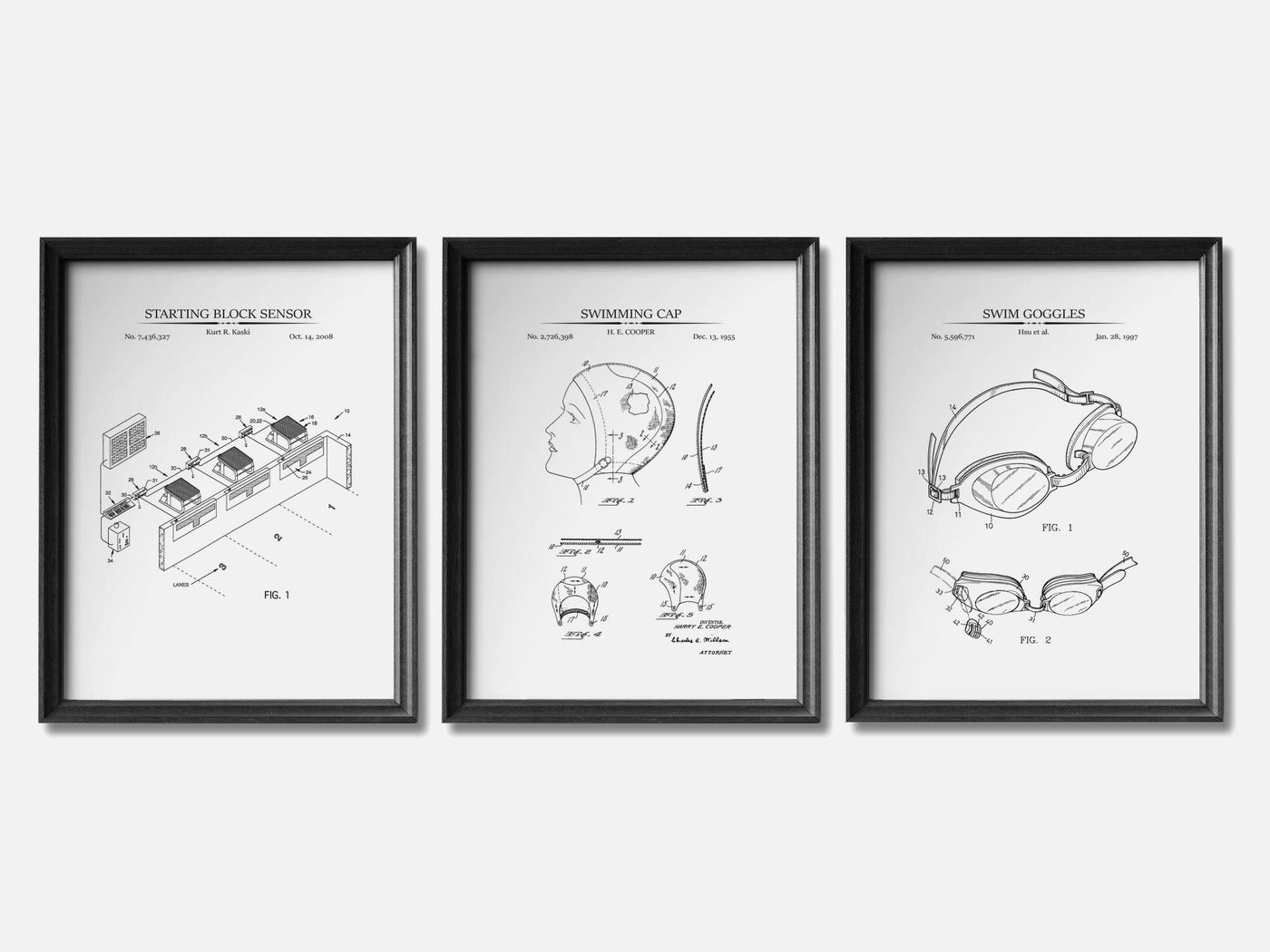 Swimming Patent Print Set of 3 mockup - A_t10103-V1-PC_F+B-SS_3-PS_11x14-C_whi variant