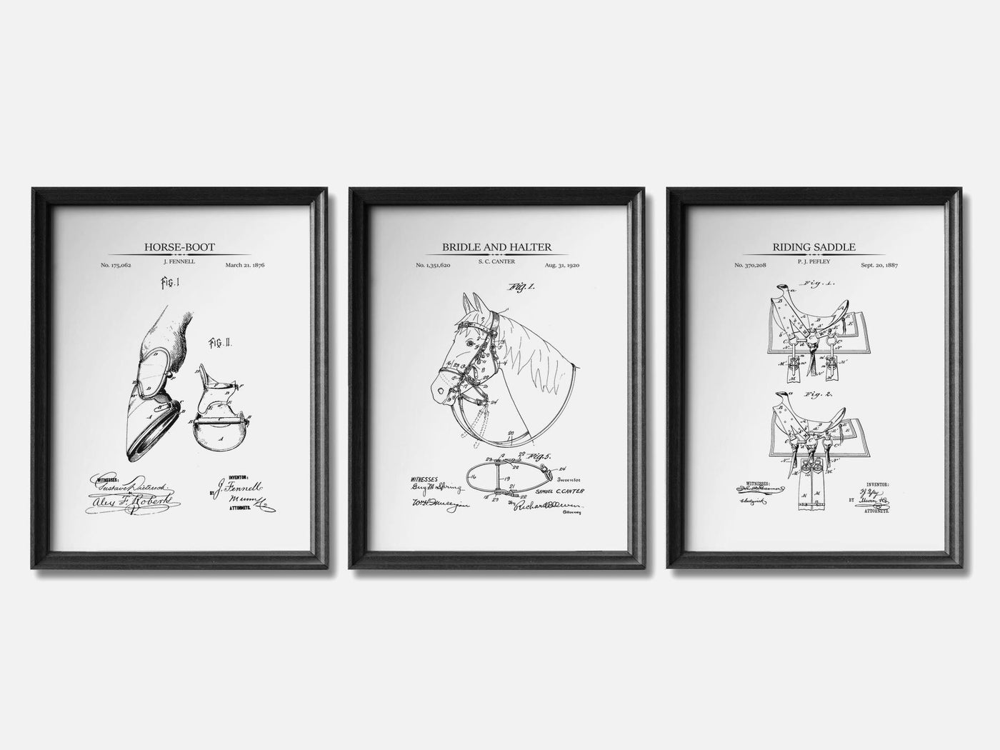 Horse Riding Patent Print Set of 3 mockup - A_t10074-V1-PC_F+B-SS_3-PS_11x14-C_whi variant