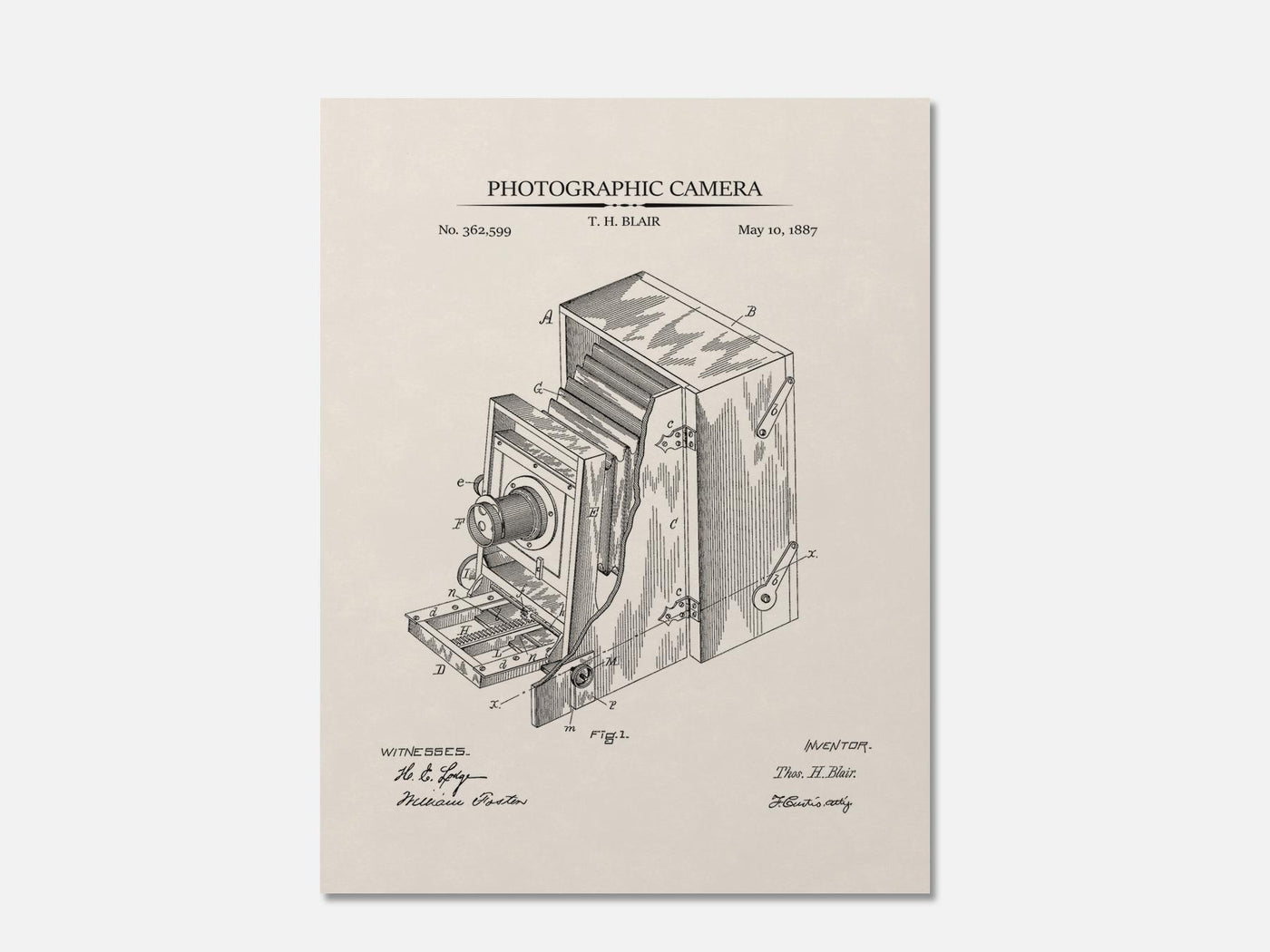 Antique Camera Patent Print mockup - A_t10016.1-V1-PC_AP-SS_1-PS_5x7-C_ivo variant
