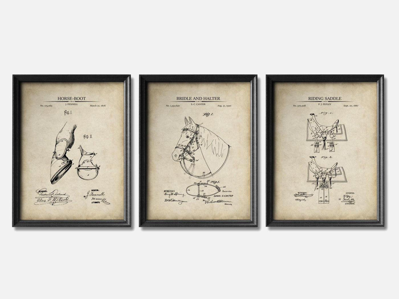 Horse Riding Patent Print Set of 3 mockup - A_t10074-V1-PC_F+B-SS_3-PS_11x14-C_par variant