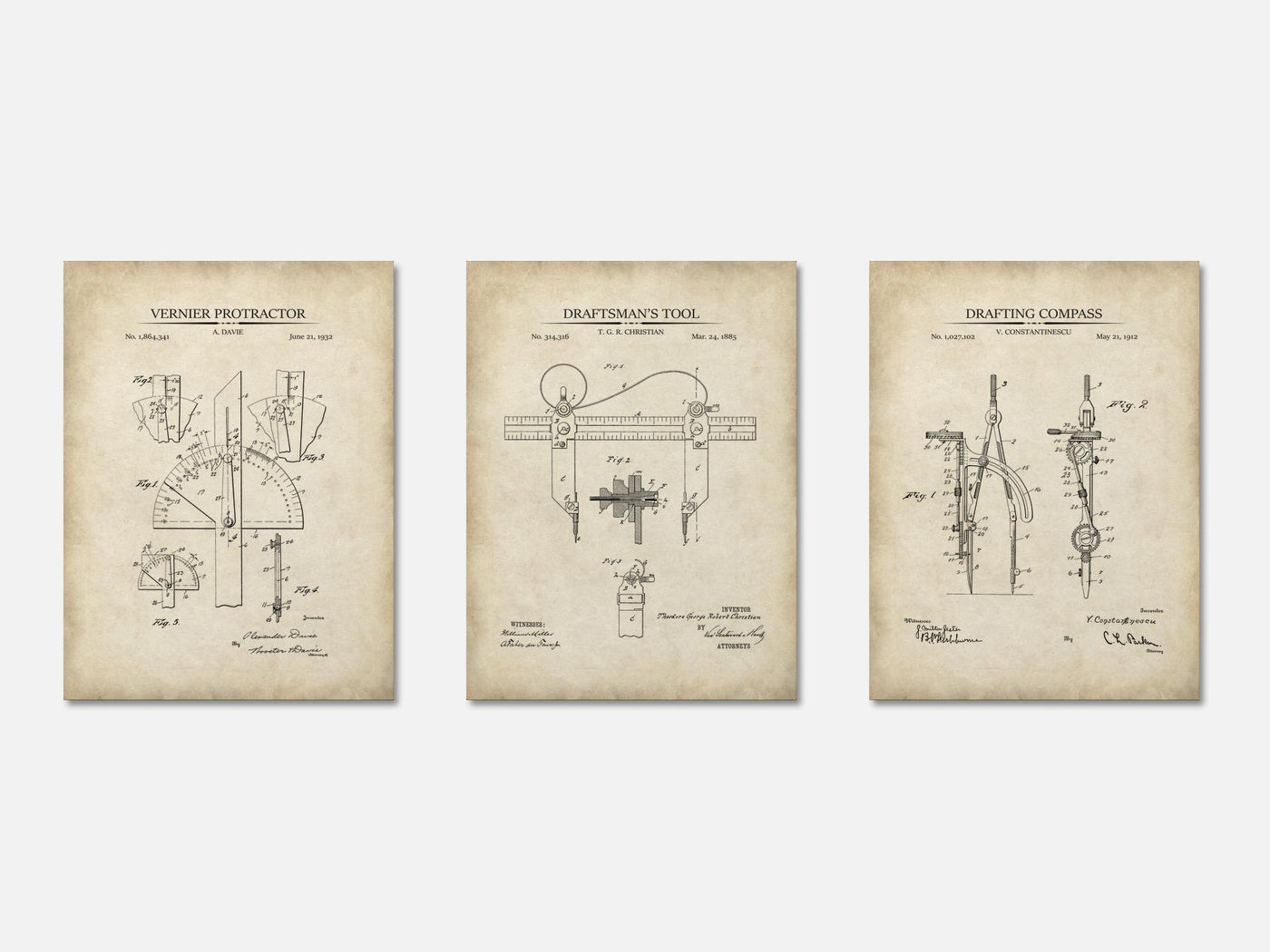 Architect Patent Print Set of 3 mockup - A_t10009-V1-PC_AP-SS_3-PS_11x14-C_par variant
