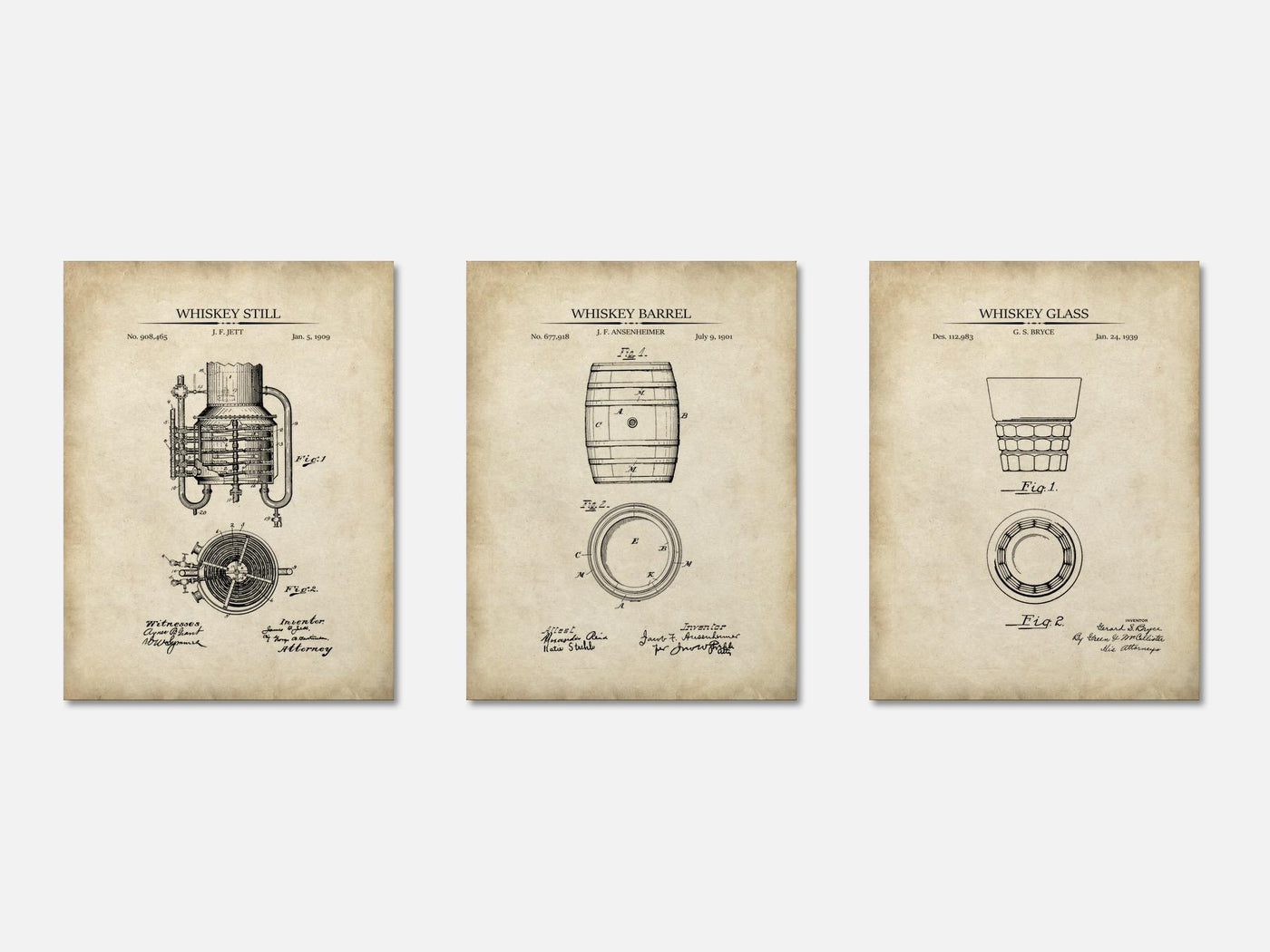 Whiskey Patent Print Set of 3 mockup - A_t10059-V1-PC_AP-SS_3-PS_11x14-C_par