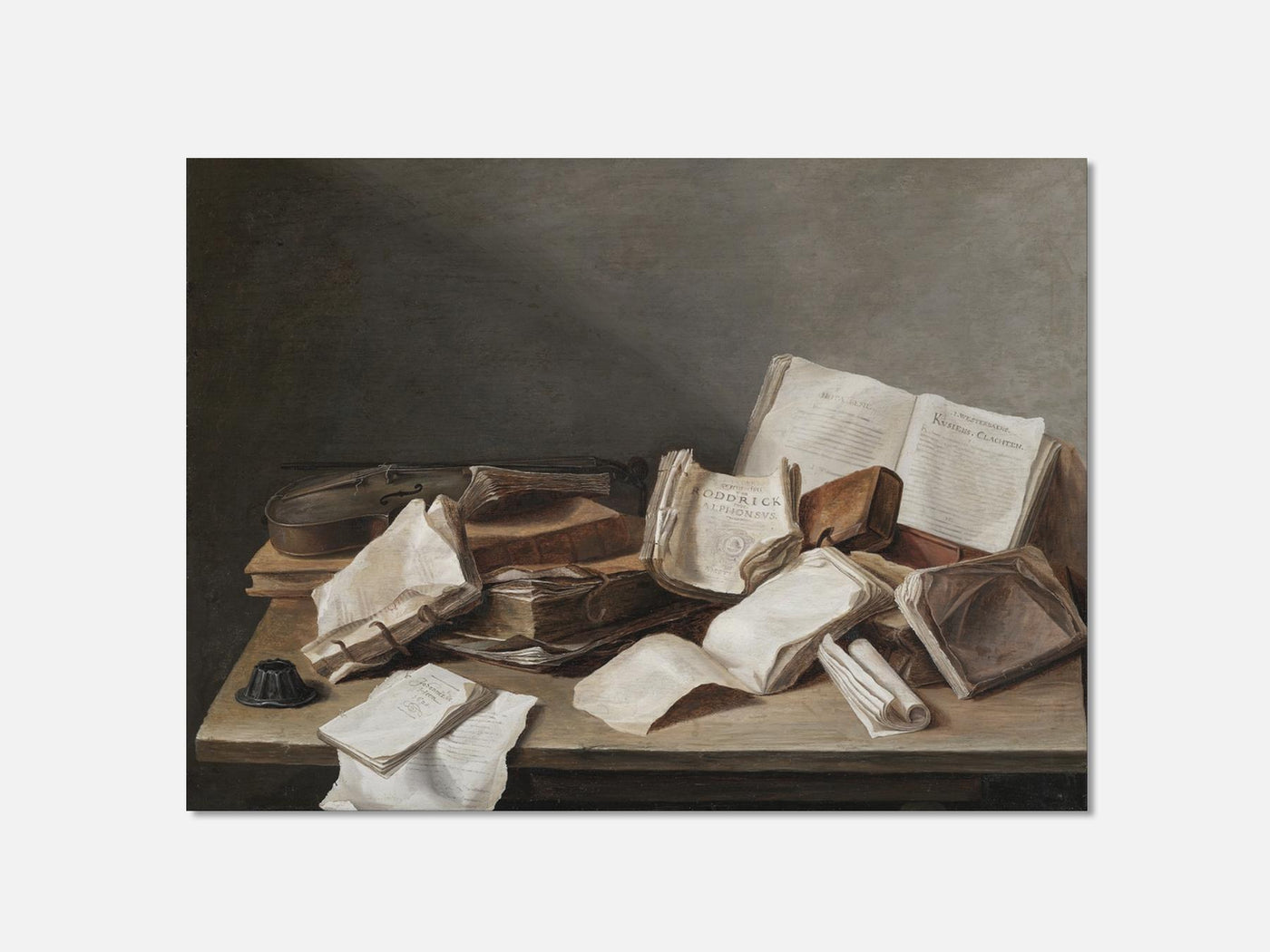 Still Life with Books and a Violin (1628) 1 Unframed mockup