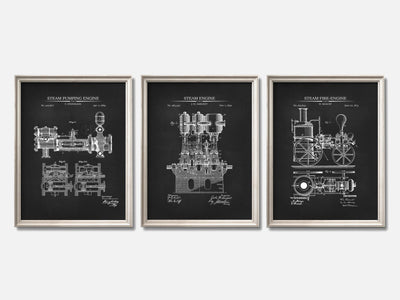 Steam Engines - Patent Print Set of 3 mockup - A_t10119-V1-PC_F+O-SS_3-PS_11x14-C_cha variant