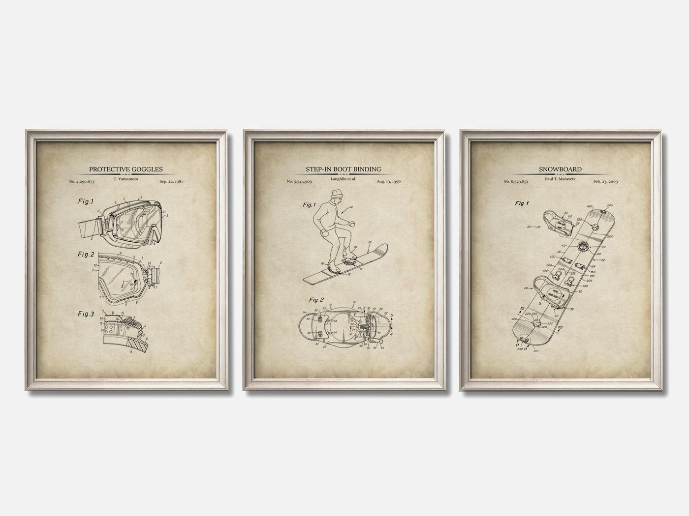 Snowboard Patent Print Set of 3 mockup - A_t10082-V1-PC_F+O-SS_3-PS_11x14-C_par variant