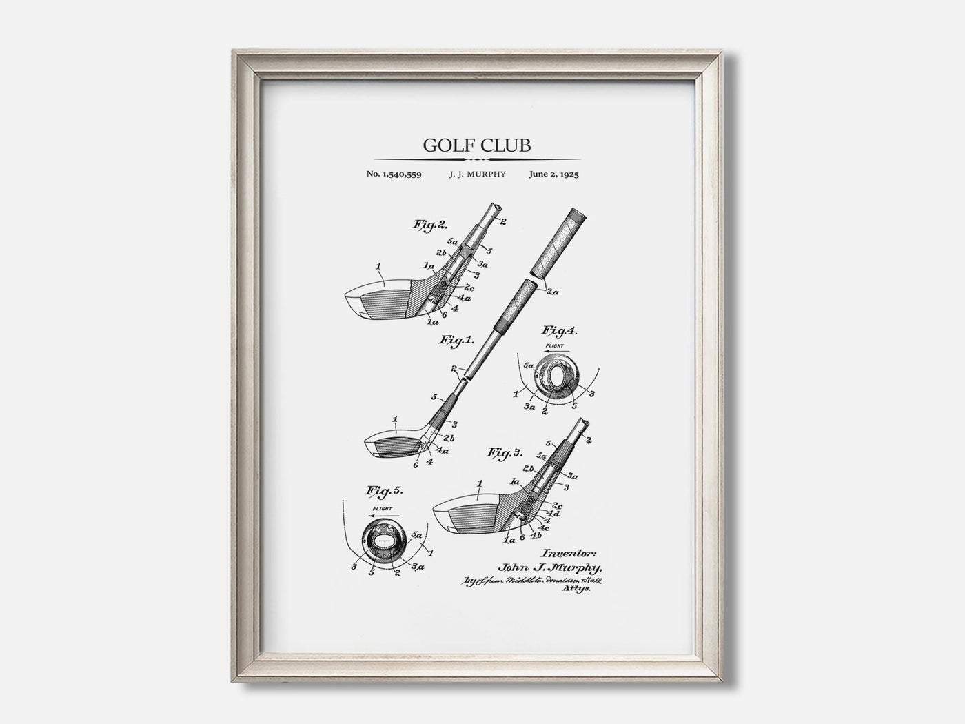 Golf Club Patent Print mockup - A_t10028.3-V1-PC_F+O-SS_1-PS_5x7-C_whi variant