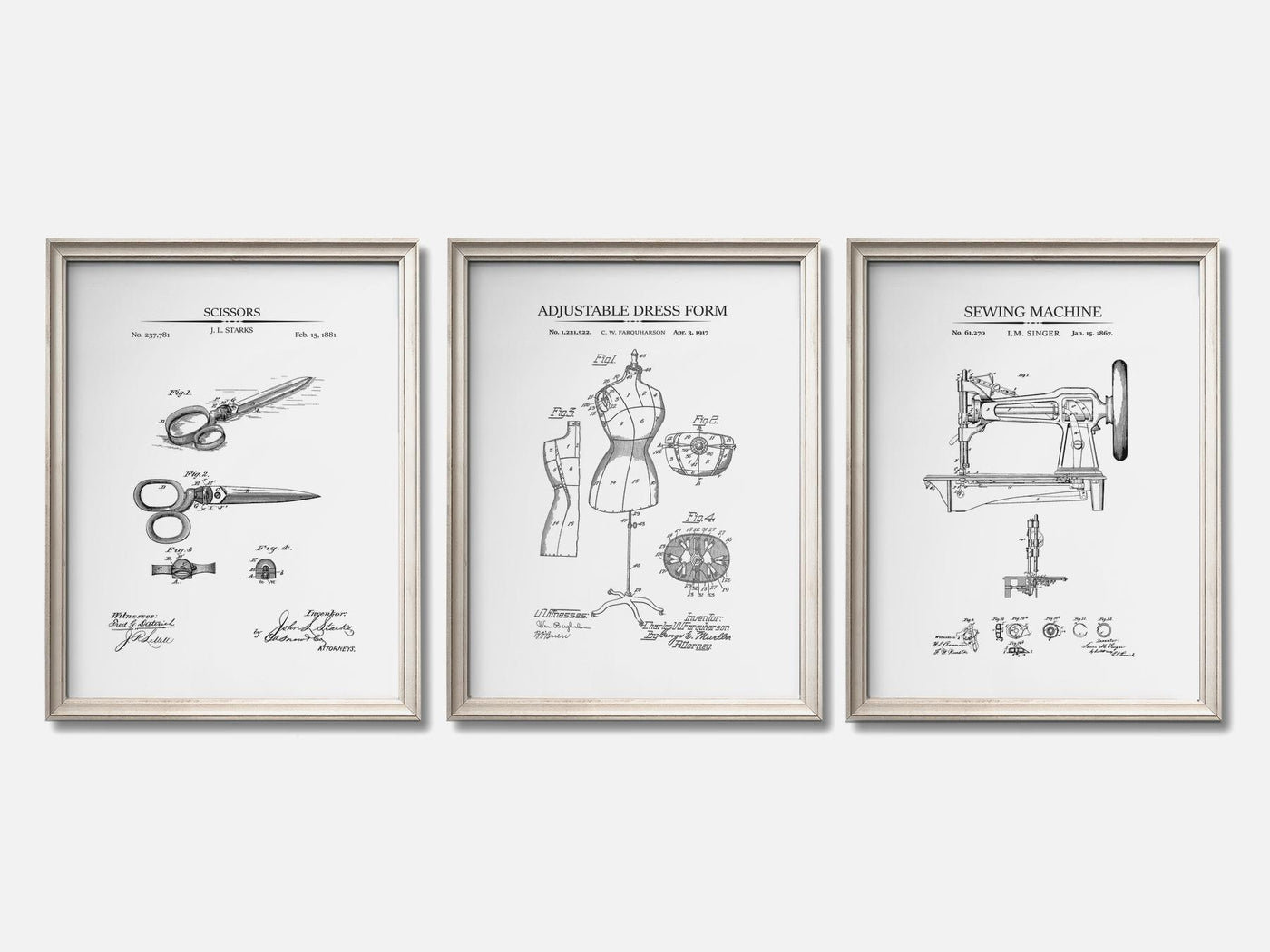Sewing Patent Print Set of 3 mockup - A_t10043-V1-PC_F+O-SS_3-PS_11x14-C_whi variant