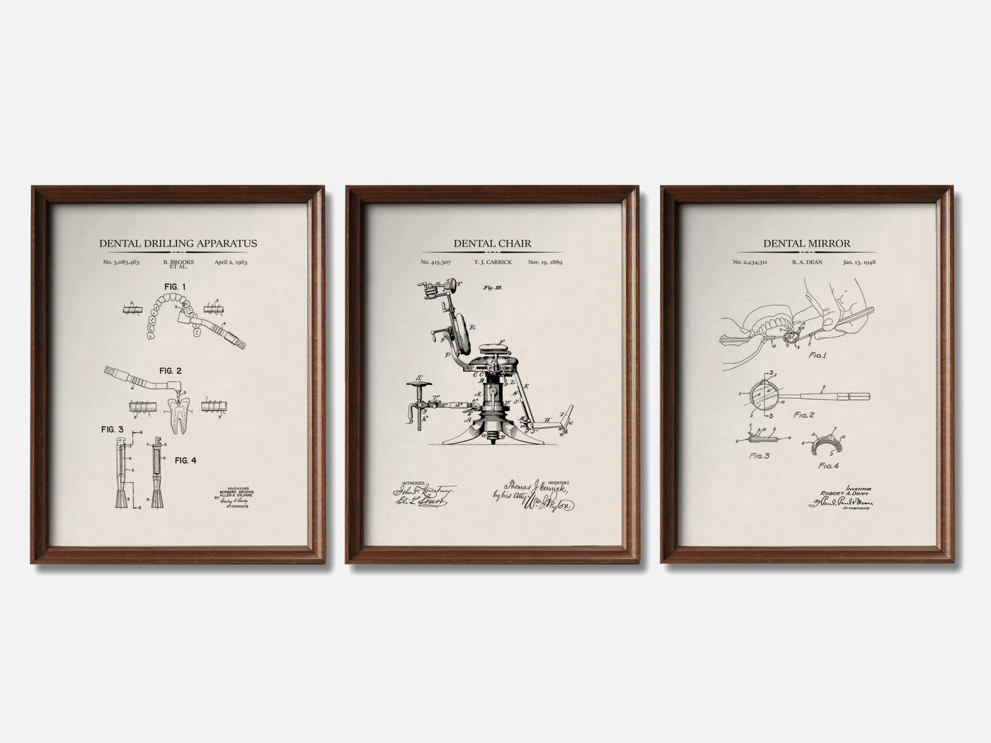 Dentistry Patent Print Set of 3 mockup - A_t10020-V1-PC_F+WA-SS_3-PS_11x14-C_ivo variant