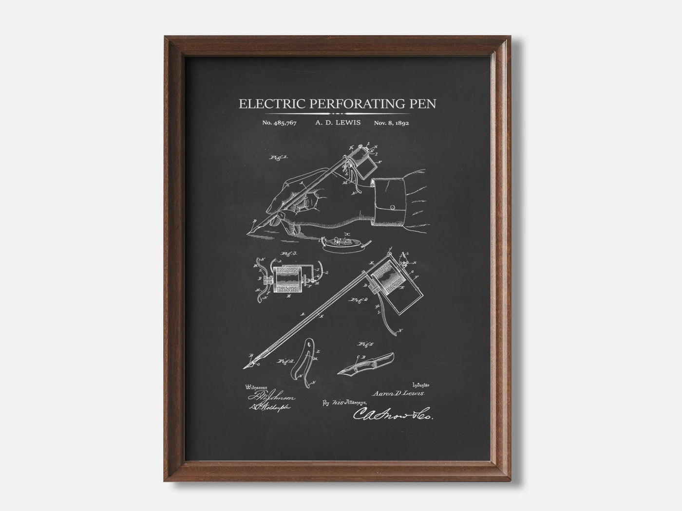 Electric Perforating Pen 1 Walnut - Chalkboard mockup