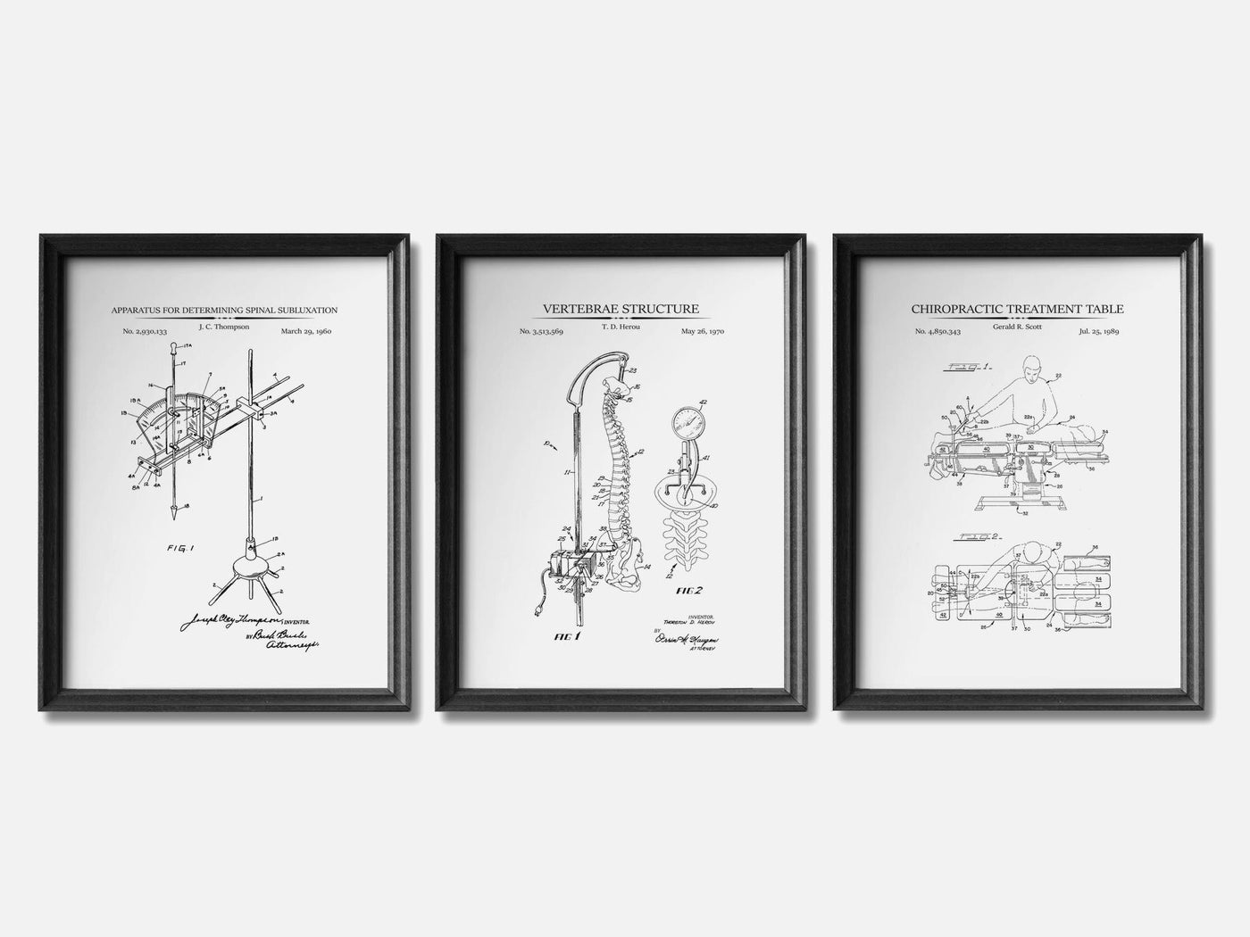 Chiropractic Patent Print Set of 3 mockup - A_t10095-V1-PC_F+B-SS_3-PS_11x14-C_whi variant