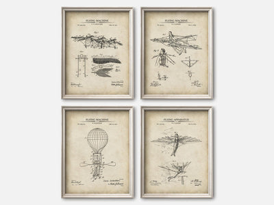 Steampunk Flying Machines Patent Print Set of 4 mockup - A_t10027-V1-PC_F+O-SS_4-PS_5x7-C_par variant