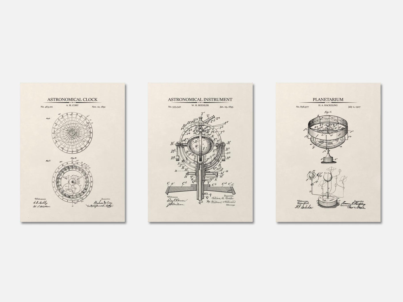 Astronomy Patent Print Set of 3 mockup - A_t10010-V1-PC_AP-SS_3-PS_11x14-C_ivo variant