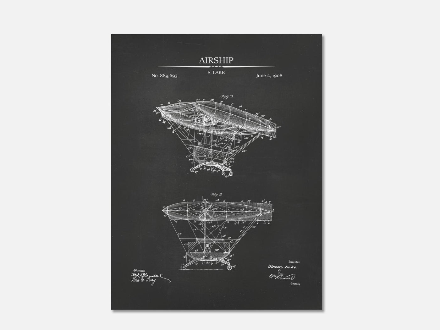 Steampunk Airship Patent Print mockup - A_t10022.3-V1-PC_AP-SS_1-PS_5x7-C_cha variant