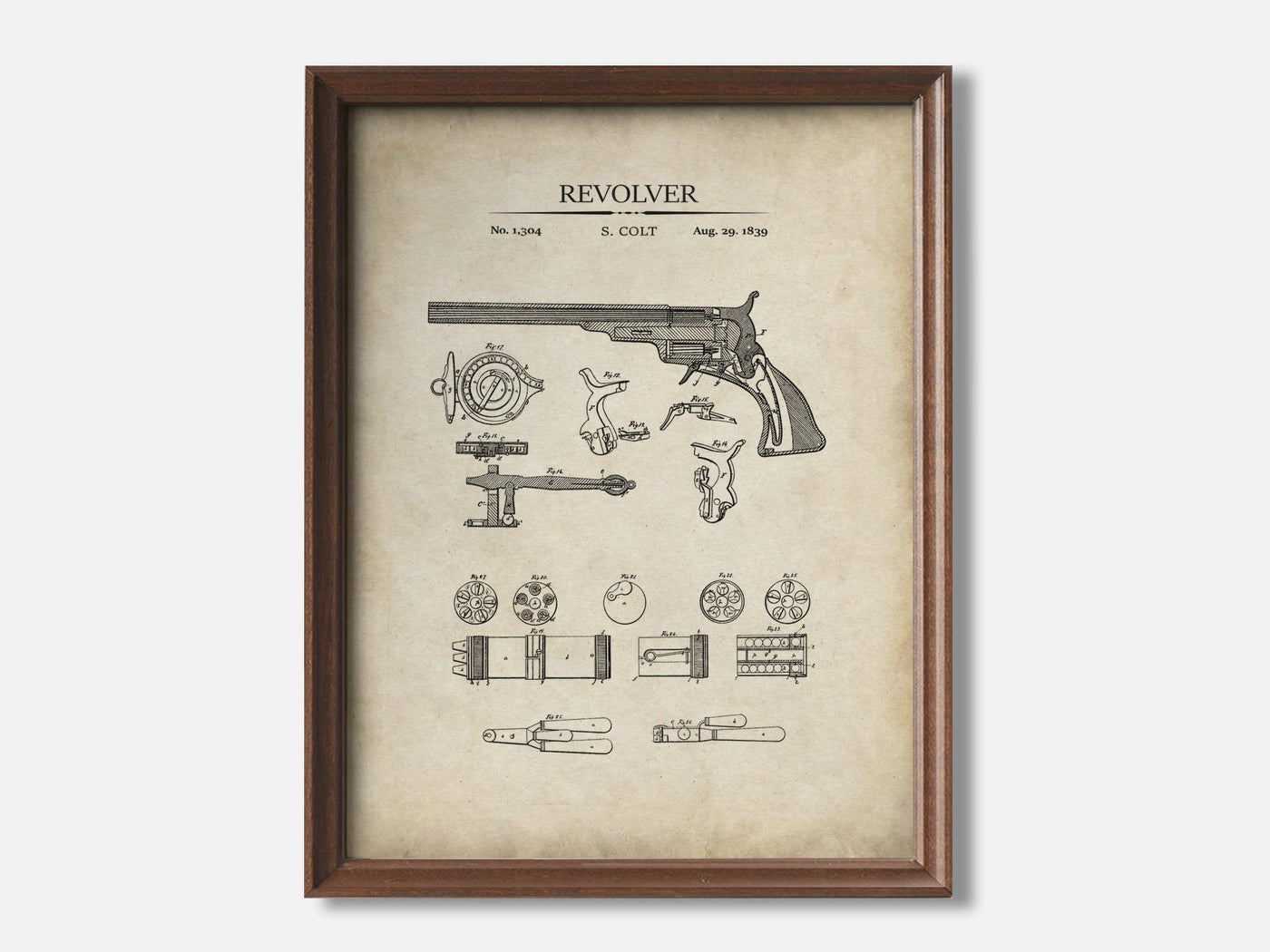 Colt Revolver Patent Print mockup - A_t10005.3-V1-PC_F+WA-SS_1-PS_5x7-C_par variant