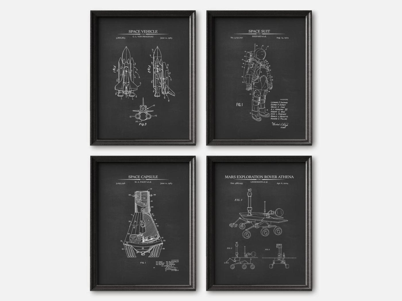Space Exploration Patent Print Set of 4 mockup - A_t10036-V1-PC_F+B-SS_4-PS_5x7-C_cha variant