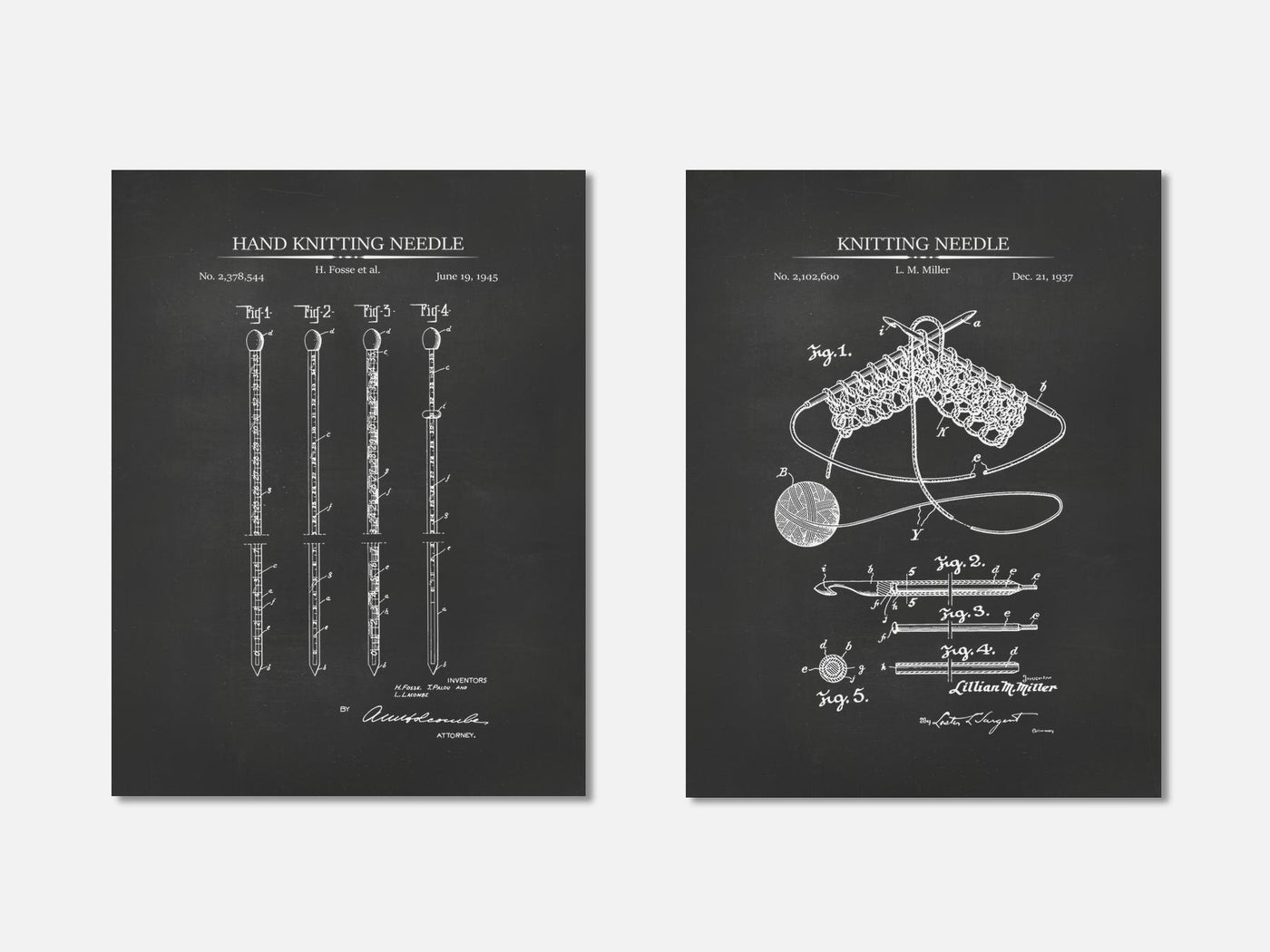 Knitting Patent Print Set of 2 mockup - A_t10083-V1-PC_AP-SS_2-PS_11x14-C_cha variant