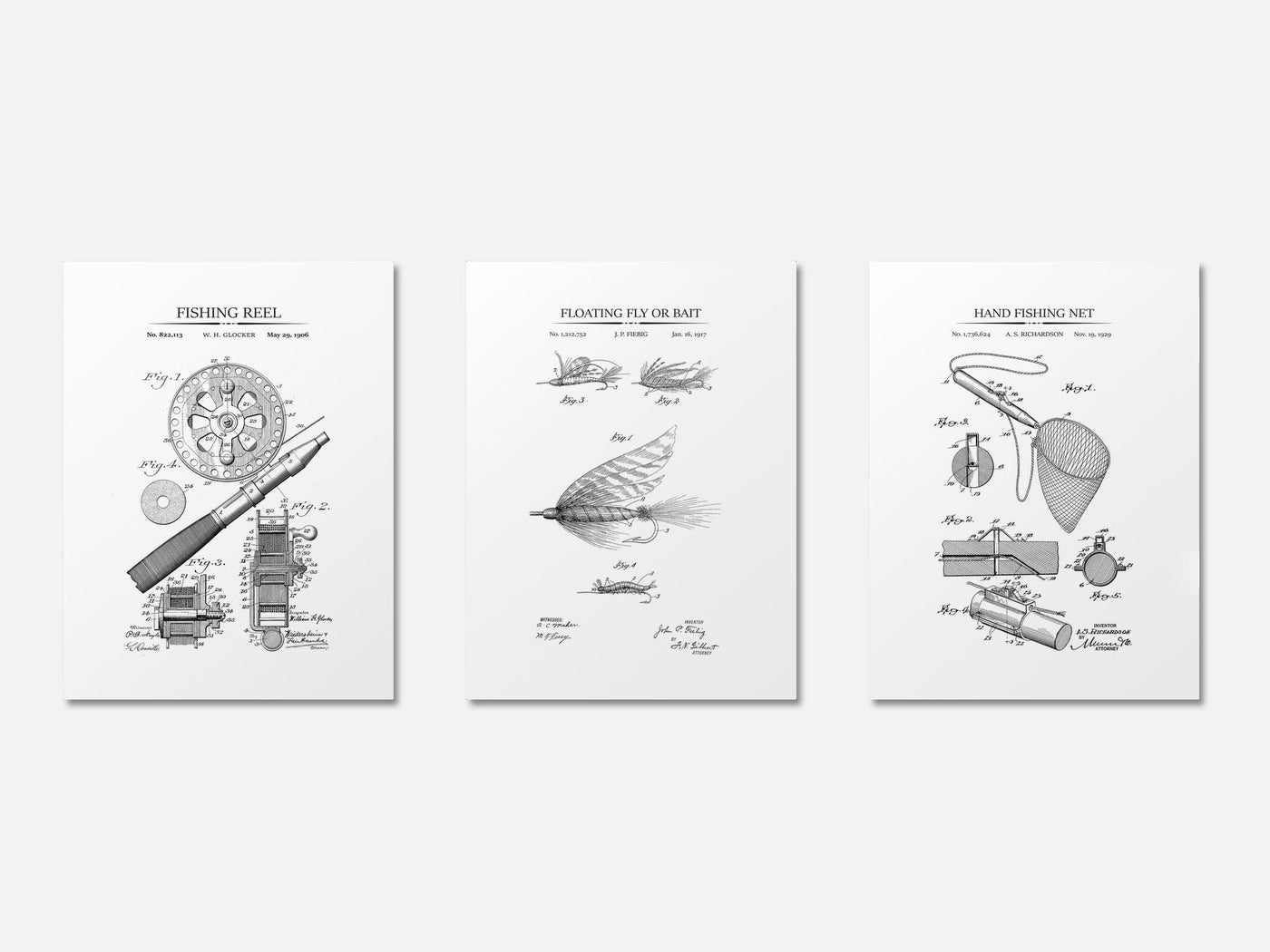 Fishing Patent Print Set of 3 mockup - A_t10071-V1-PC_AP-SS_3-PS_11x14-C_whi variant