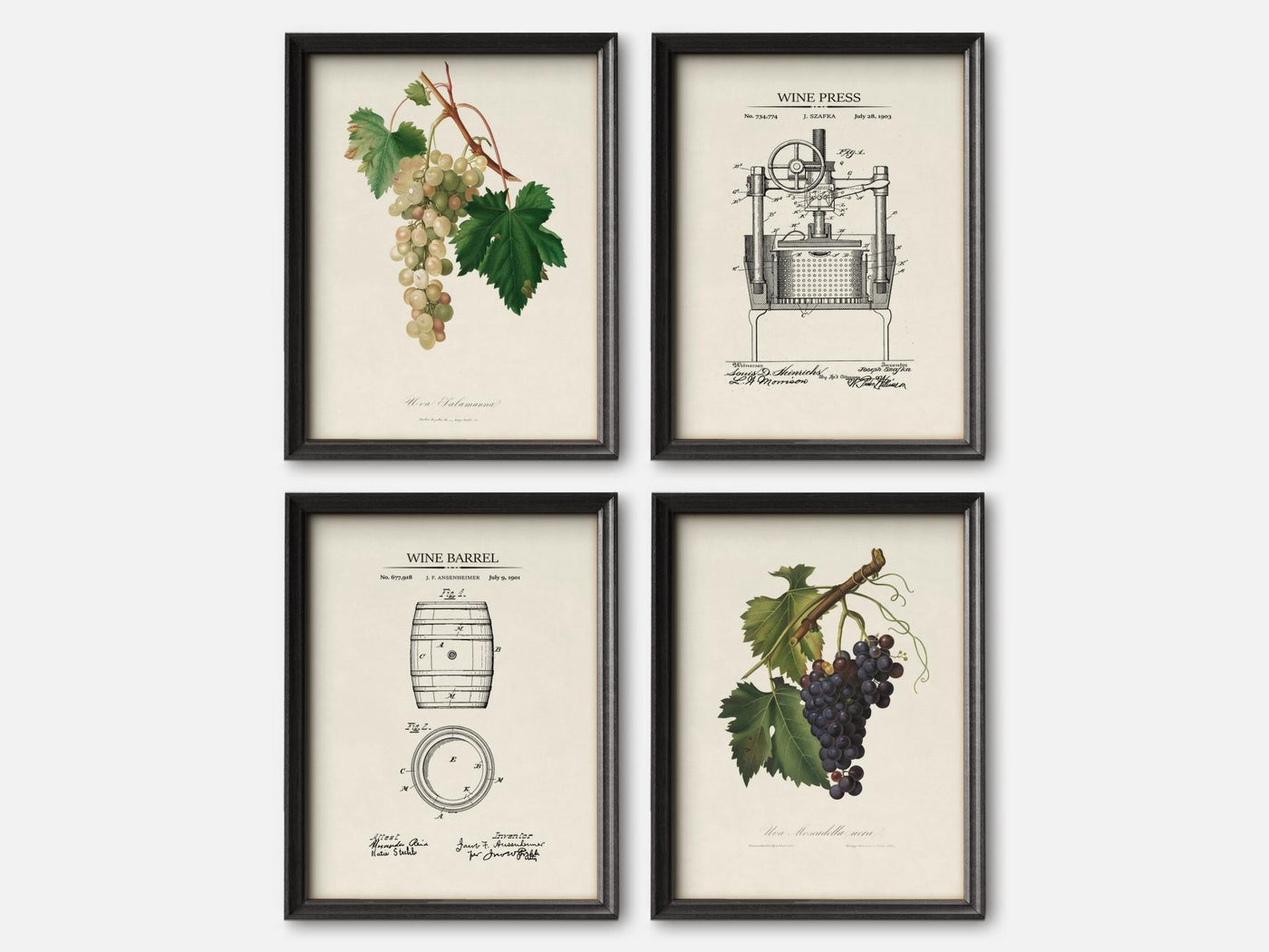 Vintage Wine Cellar Print Set of 4 mockup - A_ms4-V1-PC_F+B-SS_4-PS_5x7-C_lpa variant