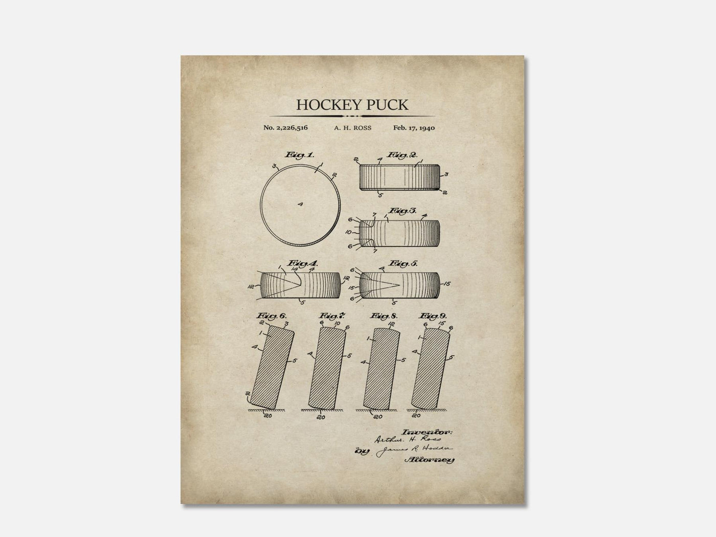 Hockey Puck Patent Print mockup - A_10029.1-V1-PC_AP-SS_1-PS_5x7-C_par