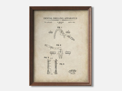 Dentistry Patent Print Set of 3 1 Walnut - Parchment mockup