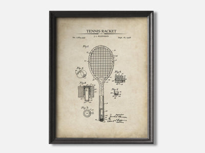 Tennis Racket Patent Print mockup - A_t10049.3-V1-PC_F+B-SS_1-PS_5x7-C_par variant