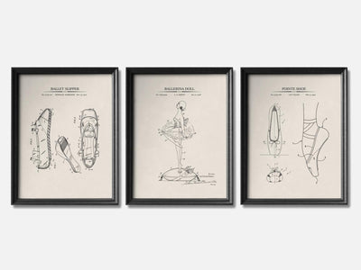 Ballet Patent Print Set of 3 mockup - A_t10065-V1-PC_F+B-SS_3-PS_11x14-C_ivo variant