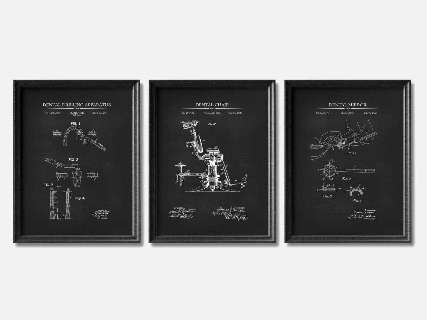 Dentistry Patent Print Set of 3 mockup - A_t10020-V1-PC_F+B-SS_3-PS_11x14-C_cha variant