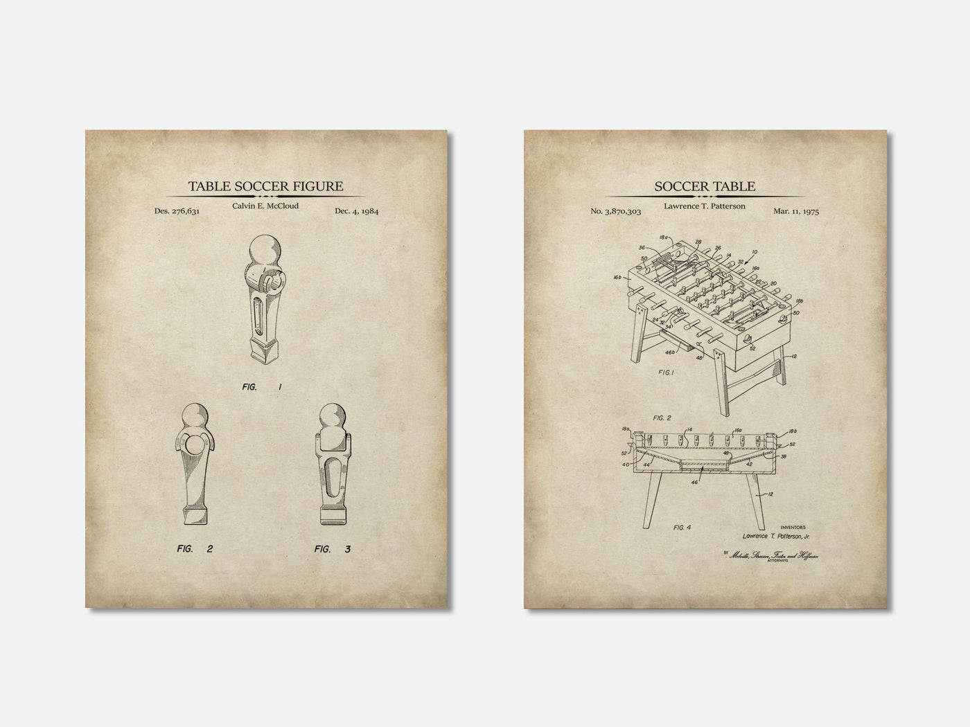 Foosball Patent Print Set of 2 mockup - A_t10098-V1-PC_AP-SS_2-PS_11x14-C_par