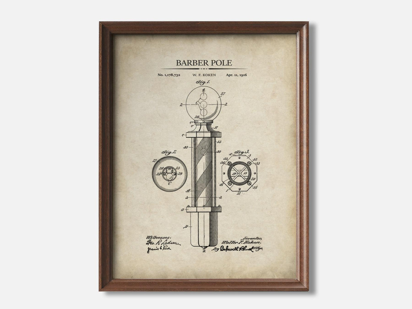 Barber Pole 1 Walnut - Parchment mockup