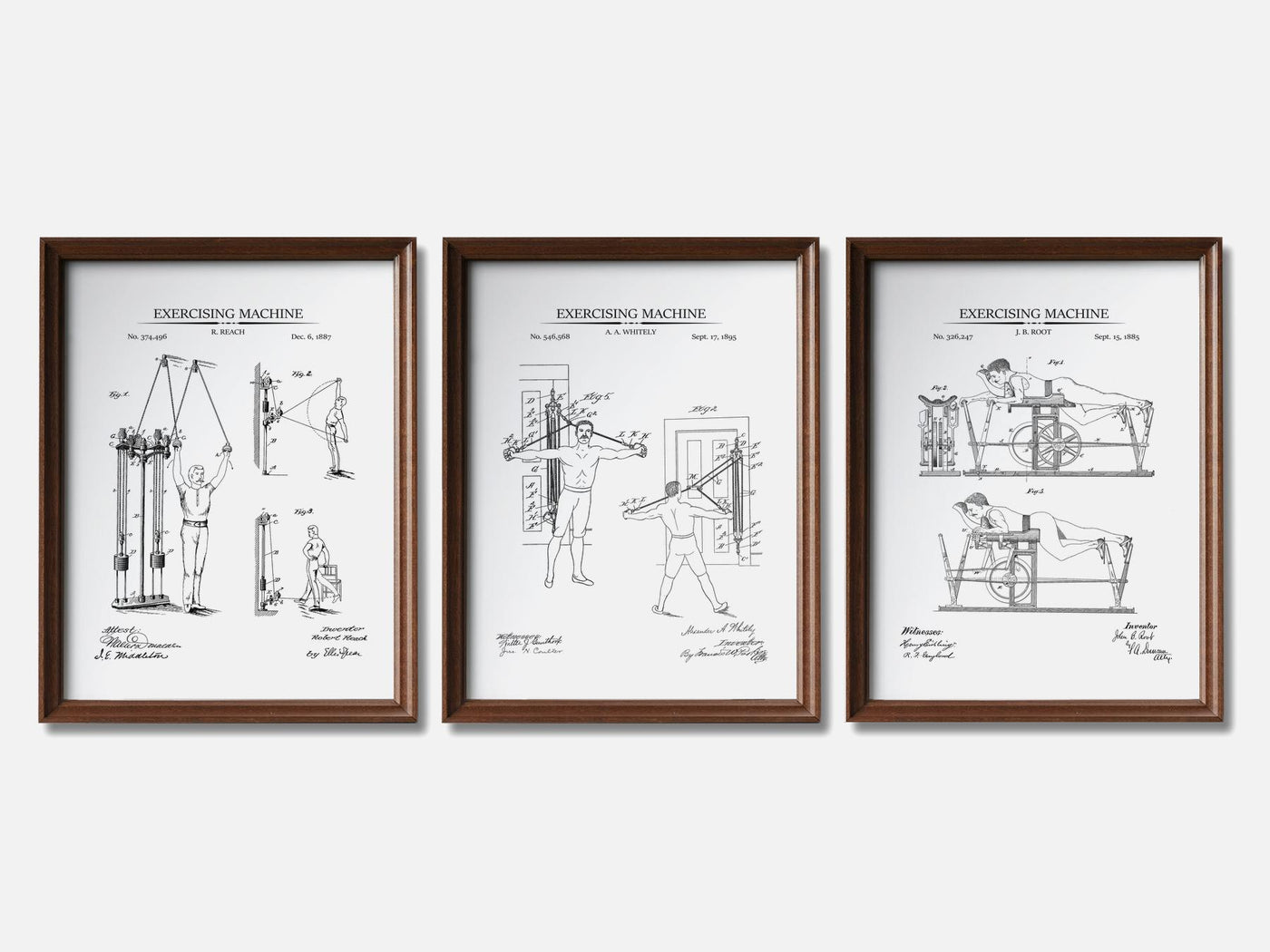 Vintage Workout Patent Print Set of 3 mockup - A_t10055-V1-PC_F+WA-SS_3-PS_11x14-C_whi variant