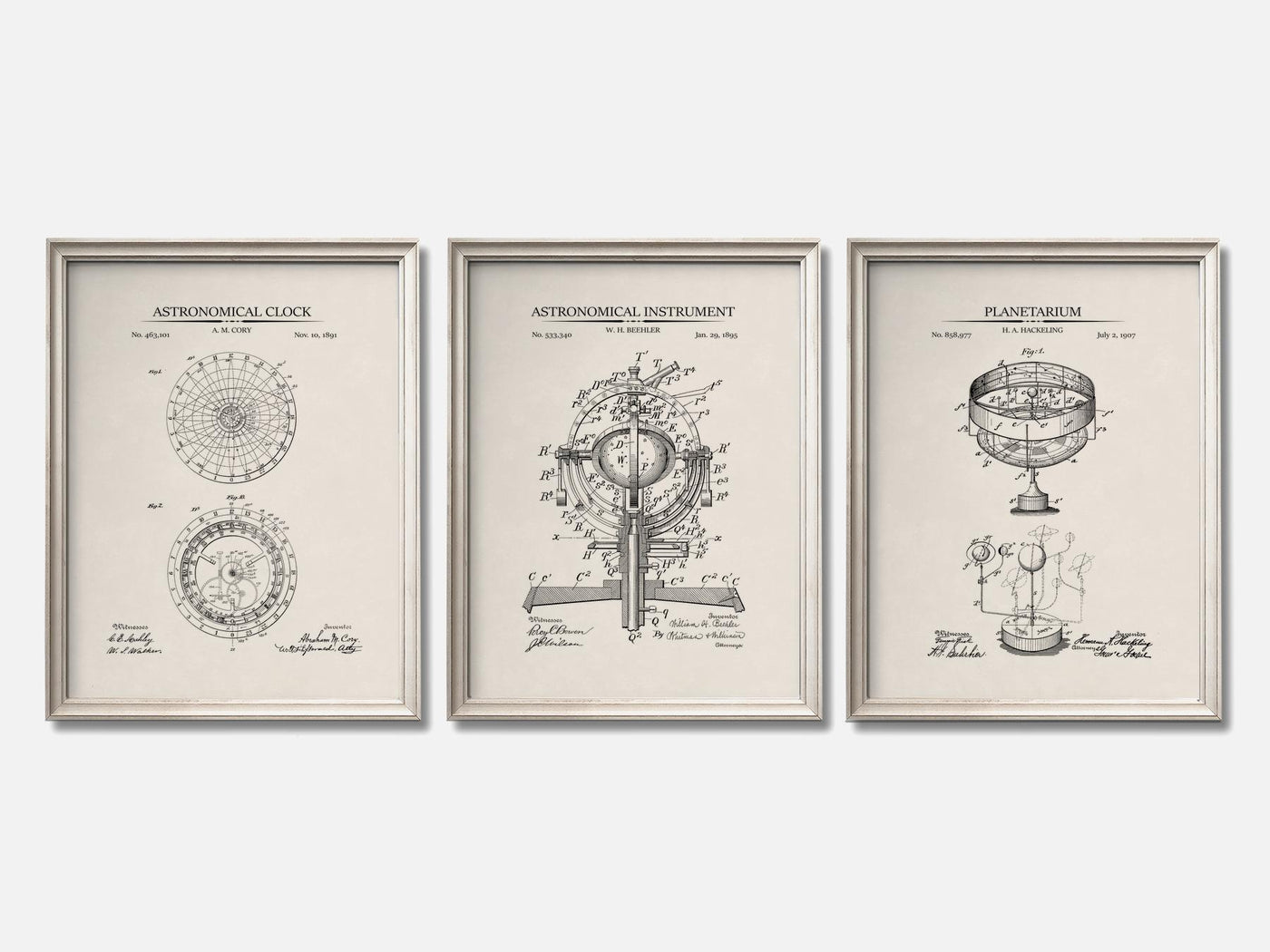 Astronomy Patent Print Set of 3 mockup - A_t10010-V1-PC_F+O-SS_3-PS_11x14-C_ivo variant