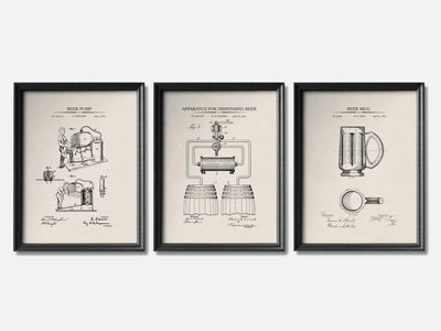 Beer Brewing Patent Print Set of 3 mockup - A_t10014-V1-PC_F+B-SS_3-PS_11x14-C_ivo variant