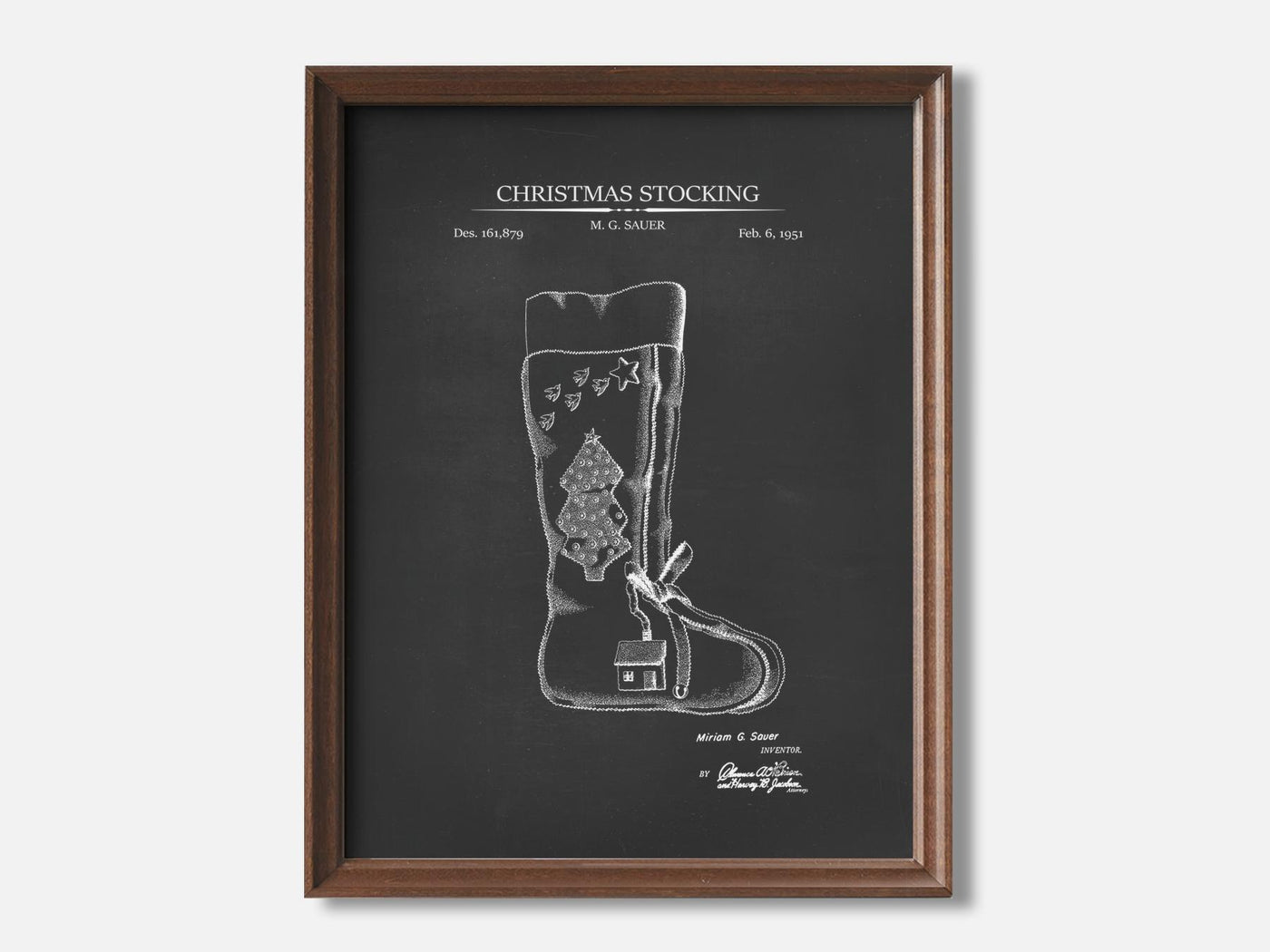 Christmas Stocking 1 Walnut - Chalkboard mockup