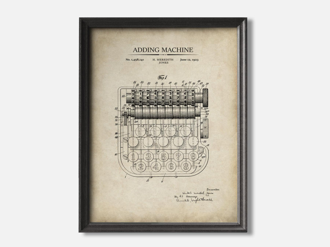 Vintage Calculator Patent Print mockup - A_to3-V1-PC_F+B-SS_1-PS_5x7-C_par variant