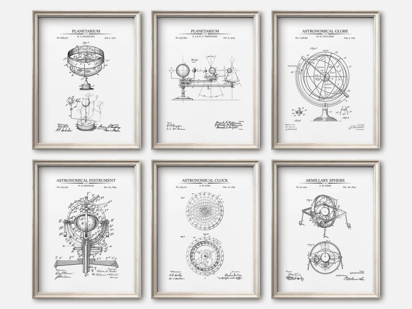 Astronomy Patent Print Set of 6 mockup - A_t10128-V1-PC_F+O-SS_6-PS_5x7-C_whi variant