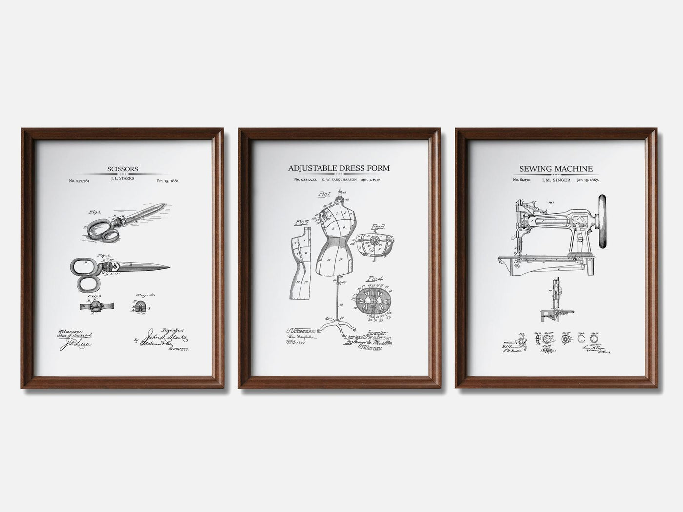 Sewing Patent Print Set of 3 mockup - A_t10043-V1-PC_F+WA-SS_3-PS_11x14-C_whi variant