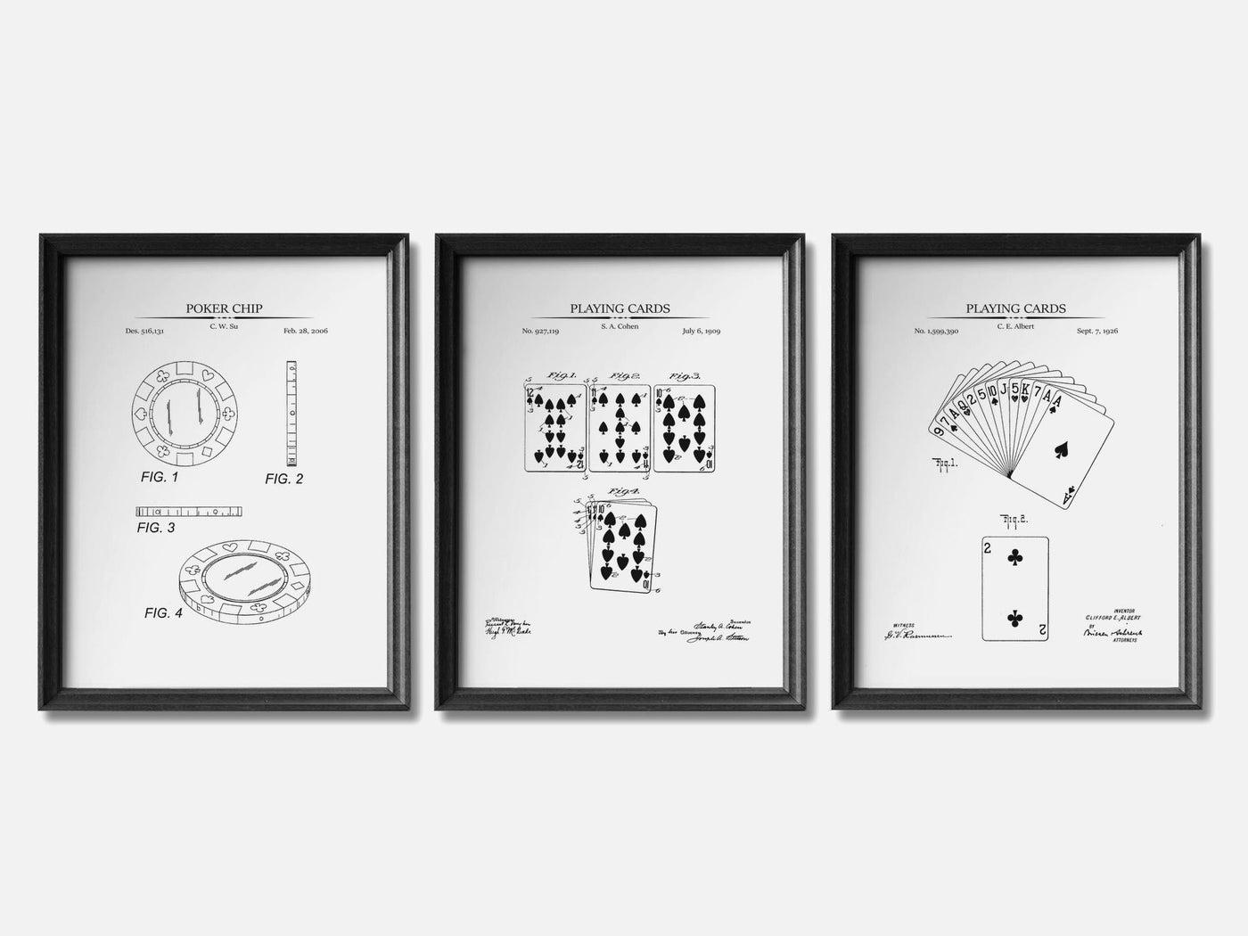 Poker Patent Print Set of 3 mockup - A_t10087-V1-PC_F+B-SS_3-PS_11x14-C_whi variant
