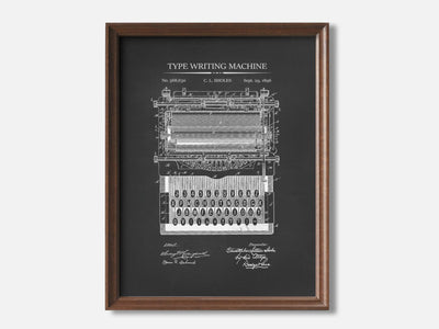 Type Writing Machine 1 Walnut - Chalkboard mockup variant