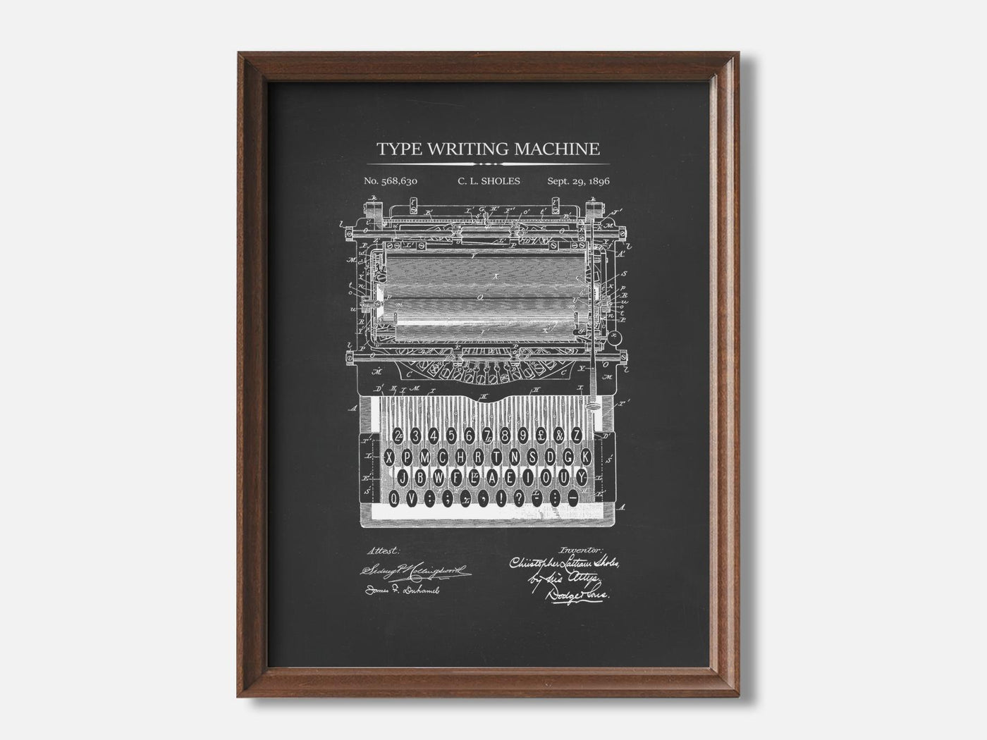 Type Writing Machine 1 Walnut - Chalkboard mockup